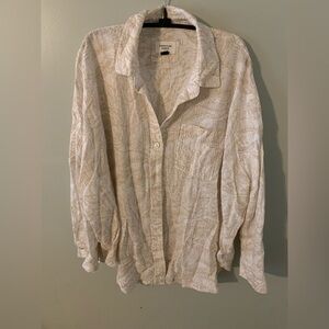 American eagle oversized button down blouse small tropical floral